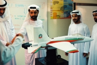 H.E. Sheikh Nahayan Mabarak Al Nahayan inspects students' work